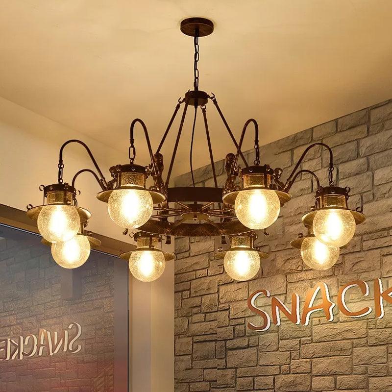 7/8 Bulbs Clear Glass Chandelier Light Country Rust Pendant Lamp - Rebooters