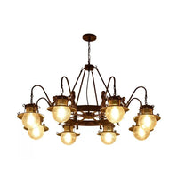 7/8 Bulbs Clear Glass Chandelier Light Country Rust Pendant Lamp - Rebooters