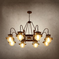7/8 Bulbs Clear Glass Chandelier Light Country Rust Pendant Lamp - Rebooters