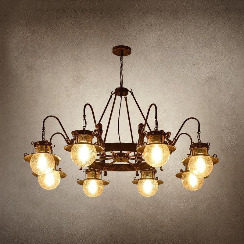 7/8 Bulbs Clear Glass Chandelier Light Country Rust Pendant Lamp - Rebooters