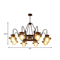 7/8 Bulbs Clear Glass Chandelier Light Country Rust Pendant Lamp - Rebooters