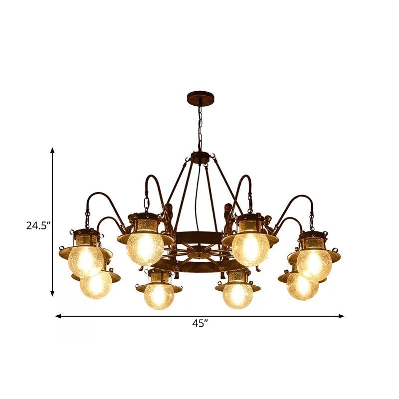 7/8 Bulbs Clear Glass Chandelier Light Country Rust Pendant Lamp - Rebooters