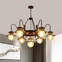 7/8 Bulbs Clear Glass Chandelier Light Country Rust Pendant Lamp - Rebooters