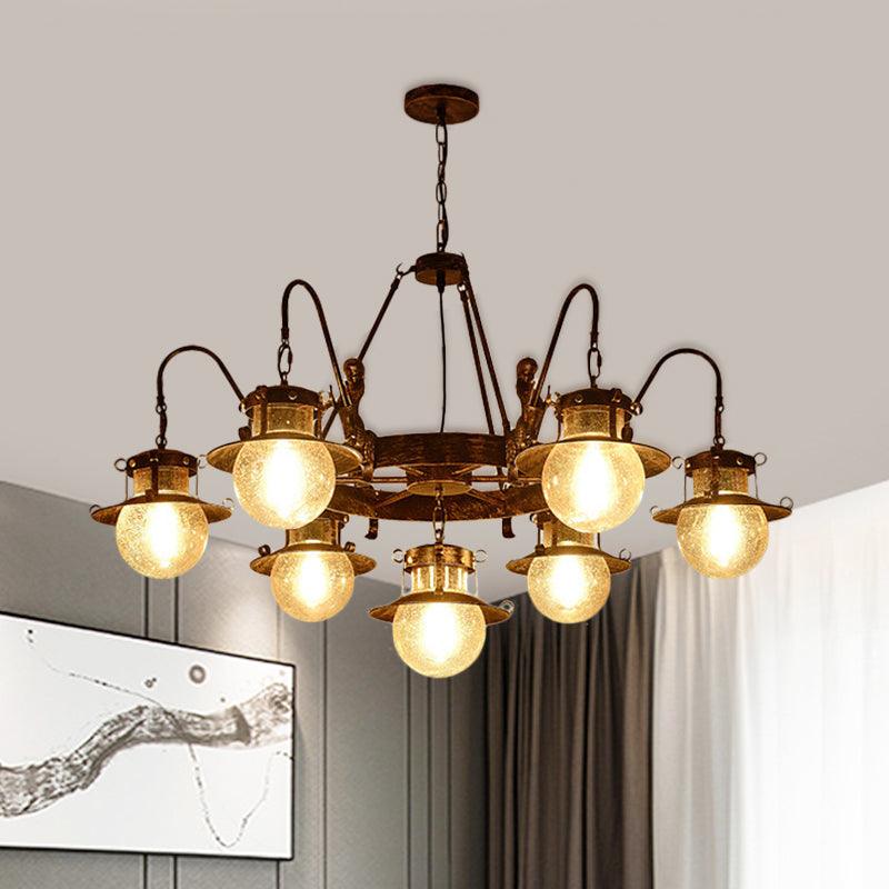 7/8 Bulbs Clear Glass Chandelier Light Country Rust Pendant Lamp - Rebooters