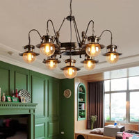 7/8 Bulbs Clear Glass Chandelier Light Country Rust Pendant Lamp - Rebooters