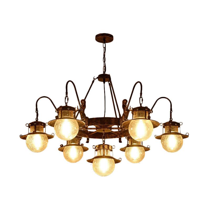 7/8 Bulbs Clear Glass Chandelier Light Country Rust Pendant Lamp - Rebooters