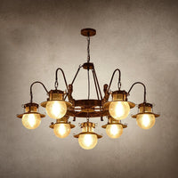 7/8 Bulbs Clear Glass Chandelier Light Country Rust Pendant Lamp - Rebooters