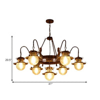 7/8 Bulbs Clear Glass Chandelier Light Country Rust Pendant Lamp - Rebooters