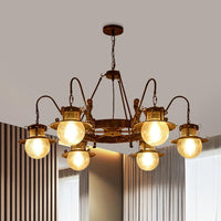 7/8 Bulbs Clear Glass Chandelier Light Country Rust Pendant Lamp - Rebooters