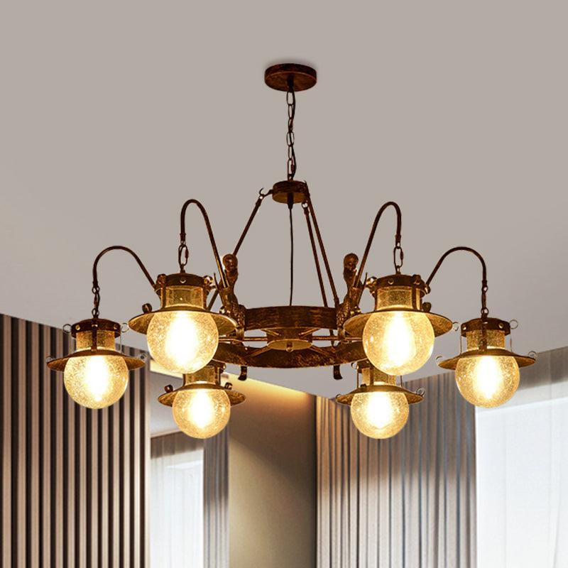 7/8 Bulbs Clear Glass Chandelier Light Country Rust Pendant Lamp - Rebooters