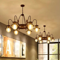 7/8 Bulbs Clear Glass Chandelier Light Country Rust Pendant Lamp - Rebooters