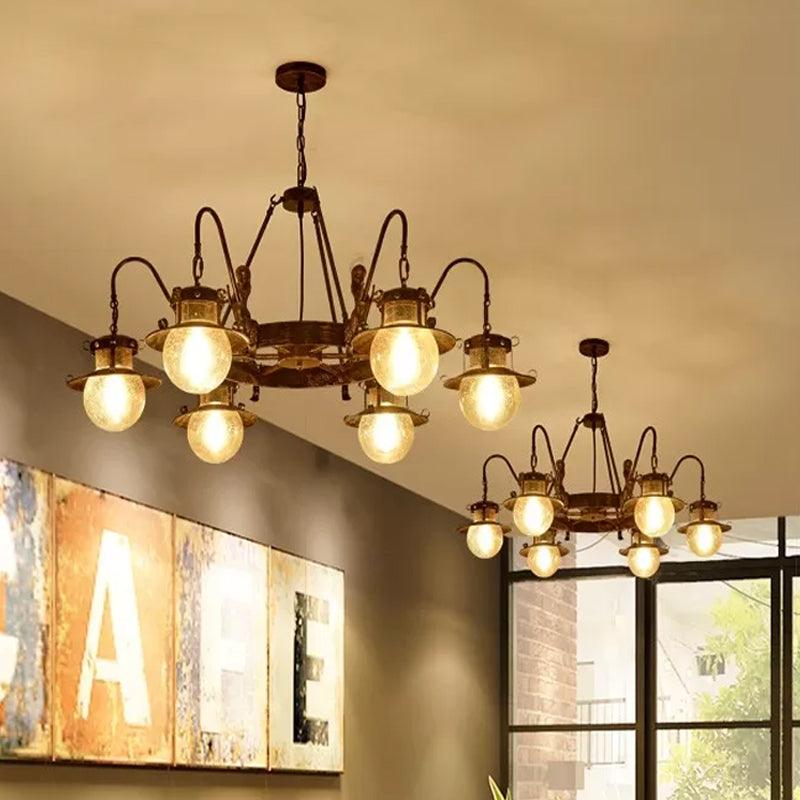 7/8 Bulbs Clear Glass Chandelier Light Country Rust Pendant Lamp - Rebooters
