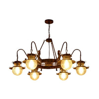 7/8 Bulbs Clear Glass Chandelier Light Country Rust Pendant Lamp - Rebooters