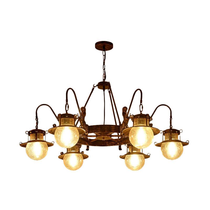 7/8 Bulbs Clear Glass Chandelier Light Country Rust Pendant Lamp - Rebooters