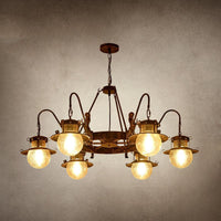 7/8 Bulbs Clear Glass Chandelier Light Country Rust Pendant Lamp - Rebooters