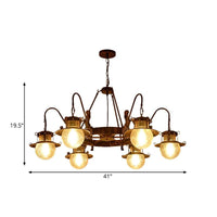 7/8 Bulbs Clear Glass Chandelier Light Country Rust Pendant Lamp - Rebooters