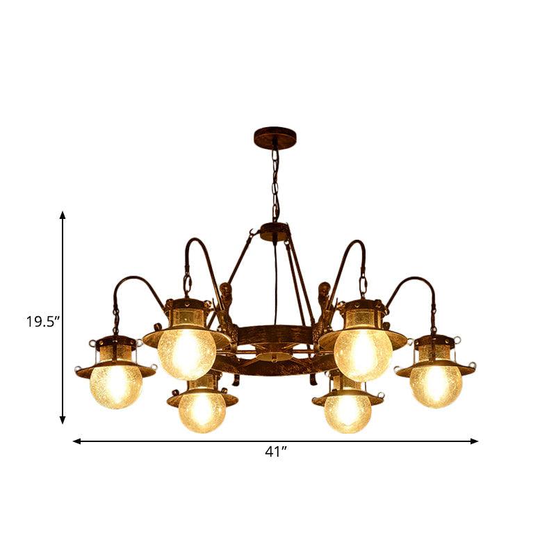 7/8 Bulbs Clear Glass Chandelier Light Country Rust Pendant Lamp - Rebooters