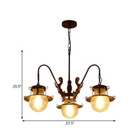 7/8 Bulbs Clear Glass Chandelier Light Country Rust Pendant Lamp - Rebooters