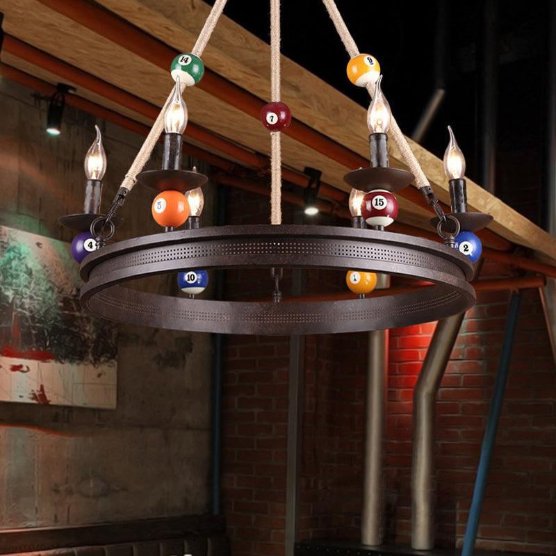 6 Bulbs Chandelier Lighting Industrial Ring Pendant Light Rust - Rebooters