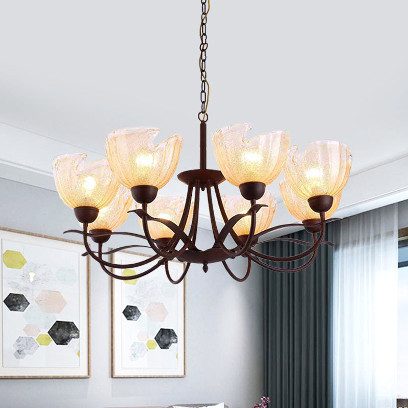 Yellow Water Glass Black Chandelier Light Bowl 8 Lights - Rebooters