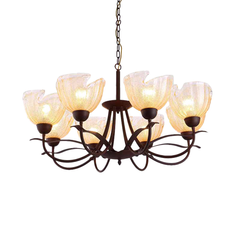 Yellow Water Glass Black Chandelier Light Bowl 8 Lights - Rebooters