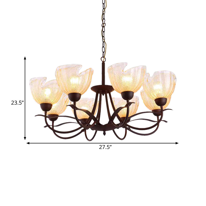 Yellow Water Glass Black Chandelier Light Bowl 8 Lights - Rebooters