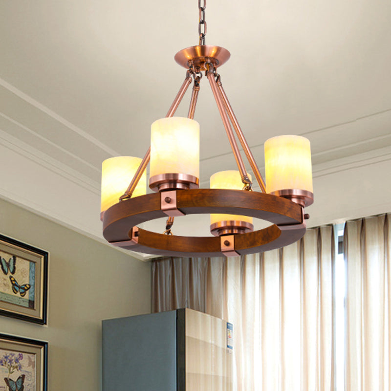 Classic Cylinder Chandelier Light 6/8/10 Heads in Brown - Rebooters