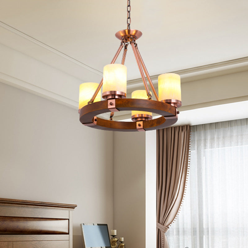Classic Cylinder Chandelier Light 6/8/10 Heads in Brown - Rebooters