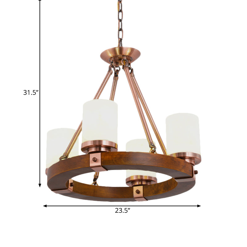 Classic Cylinder Chandelier Light 6/8/10 Heads in Brown - Rebooters