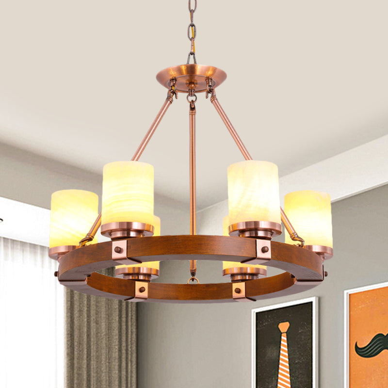 Classic Cylinder Chandelier Light 6/8/10 Heads in Brown - Rebooters