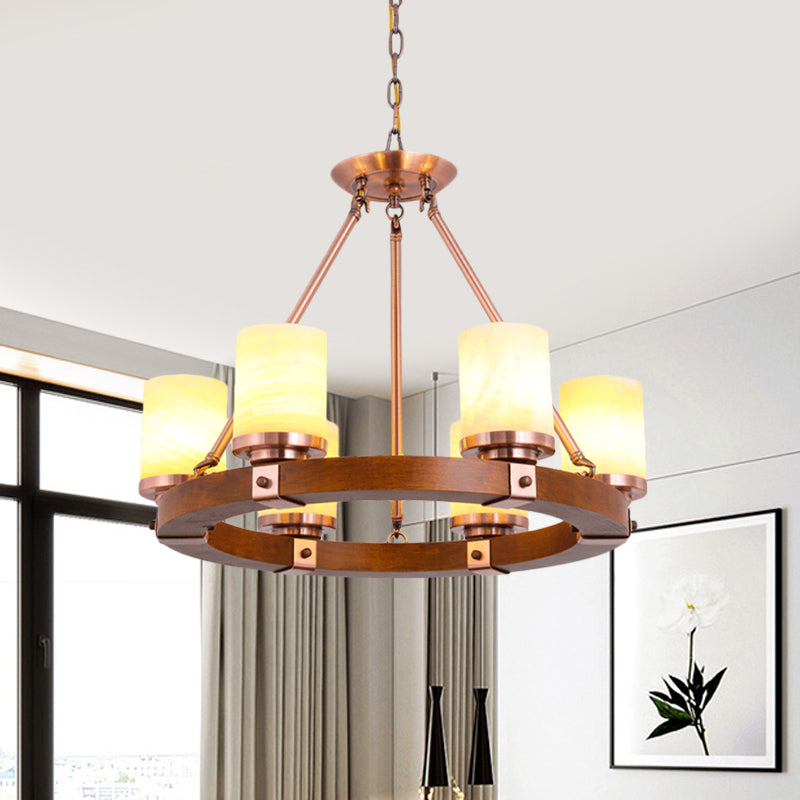 Classic Cylinder Chandelier Light 6/8/10 Heads in Brown - Rebooters