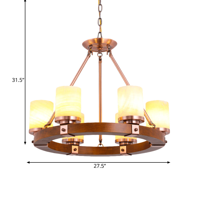 Classic Cylinder Chandelier Light 6/8/10 Heads in Brown - Rebooters
