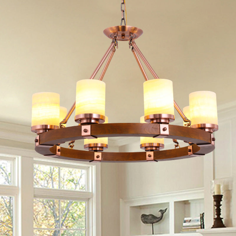 Classic Cylinder Chandelier Light 6/8/10 Heads in Brown - Rebooters