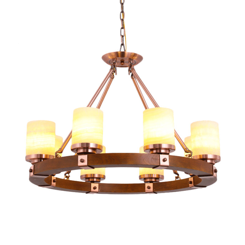 Classic Cylinder Chandelier Light 6/8/10 Heads in Brown - Rebooters