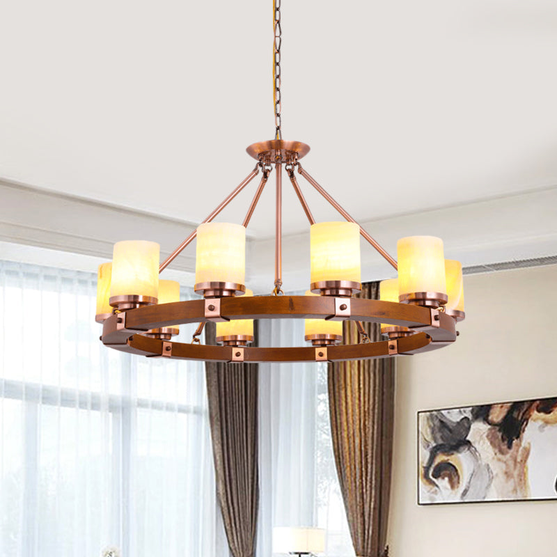 Classic Cylinder Chandelier Light 6/8/10 Heads in Brown - Rebooters
