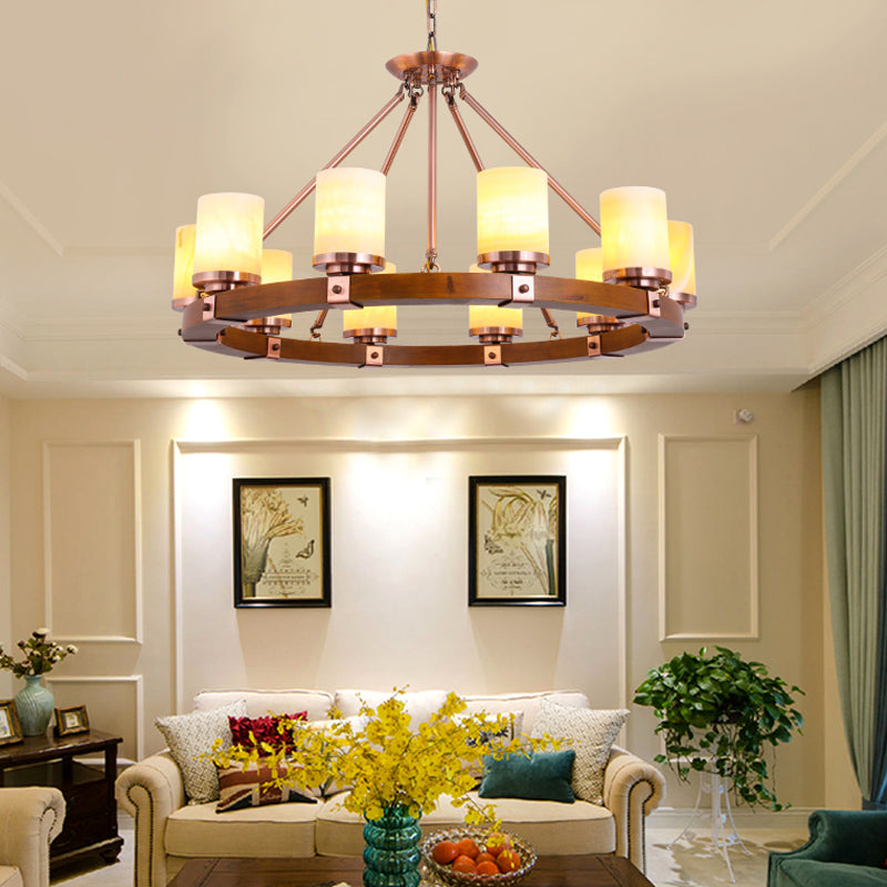 Classic Cylinder Chandelier Light 6/8/10 Heads in Brown - Rebooters