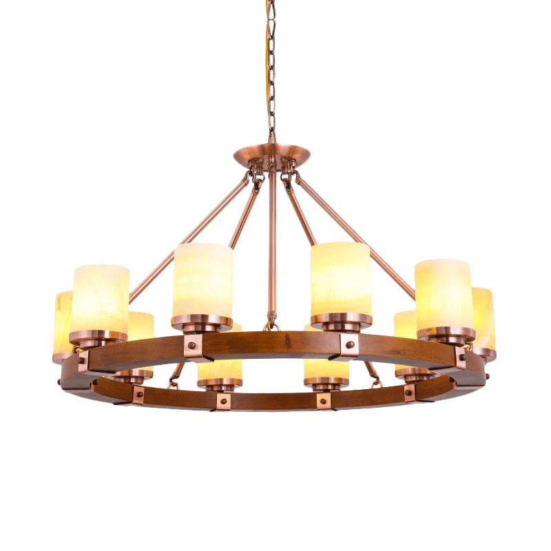 Classic Cylinder Chandelier Light 6/8/10 Heads in Brown - Rebooters