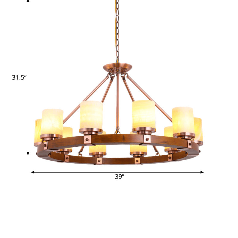 Classic Cylinder Chandelier Light 6/8/10 Heads in Brown - Rebooters