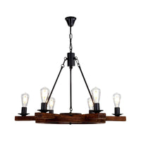 6 Lights Rudder Chandelier Light Fixture Country Brown Wood - Rebooters