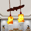 2-Light Resin Ceiling Chandelier Warehouse Yellow Cylinder - Rebooters