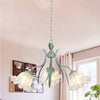 Scalloped Restaurant Hanging Chandelier Korean Garden Milky Glass 3/6/9-Head Blue Pendant - Rebooters