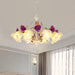 Purple Floral Ceiling Light Countryside White Glass Chandelier - Rebooters