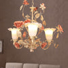 Ivory Glass Light Tan Chandelier Blossom 3 Lights Fixture - Rebooters
