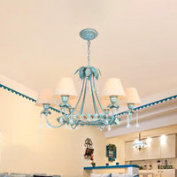 3/6 Bulbs Cone Chandelier Lamp Pastoral Blue Fabric Light - Rebooters