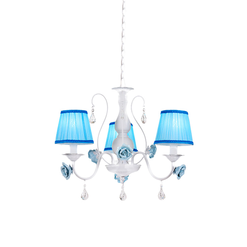 Fabric Blue Chandelier Light Fixture Conical 3/6/8 Heads - Rebooters