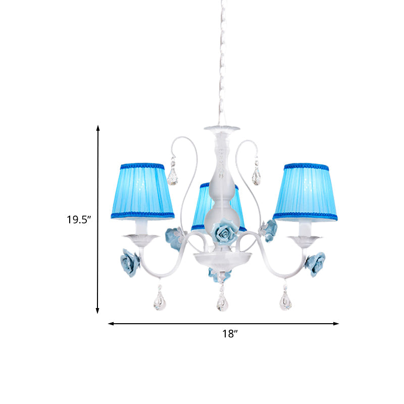 Fabric Blue Chandelier Light Fixture Conical 3/6/8 Heads - Rebooters