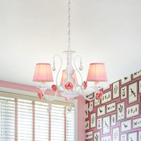 Fabric Pleated Shade Chandelier Pastoral 3/6/8 Lights Pink - Rebooters