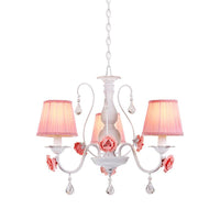Fabric Pleated Shade Chandelier Pastoral 3/6/8 Lights Pink - Rebooters