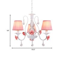 Fabric Pleated Shade Chandelier Pastoral 3/6/8 Lights Pink - Rebooters