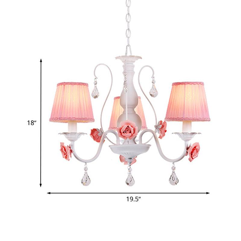Fabric Pleated Shade Chandelier Pastoral 3/6/8 Lights Pink - Rebooters
